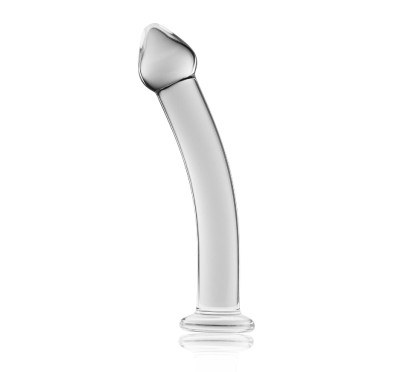 Lekko zakrzywione przezroczyste dildo 18,5 cm